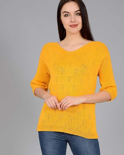 Pullover in Eyelet Pattern