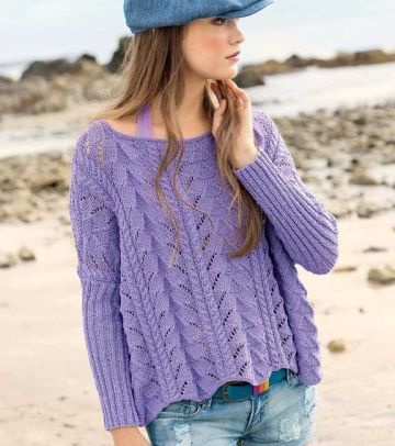 Lace and Cable Mix Pattern Pullover