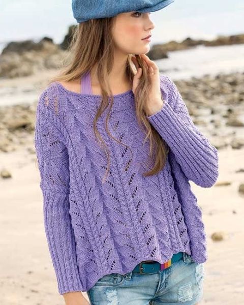 Lace and Cable Mix Pattern Pullover
