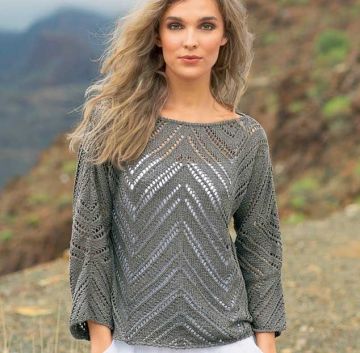 Pullover in Lace and Jagged Pattern