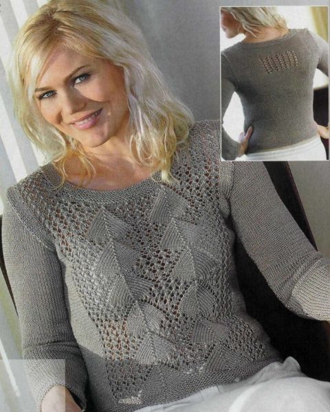 Center Lace Pattern Pullover