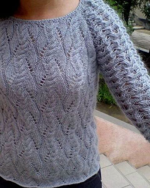 Mohair Pullover with Lace Sleeves