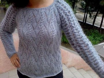 Mohair Pullover with Lace Sleeves