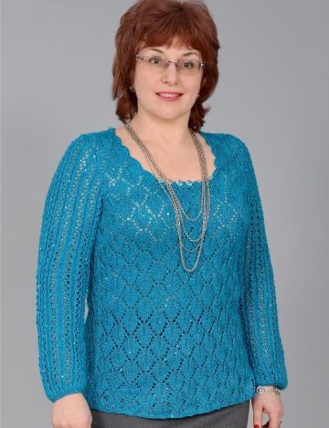 Pullover with Lace Leaves Pattern