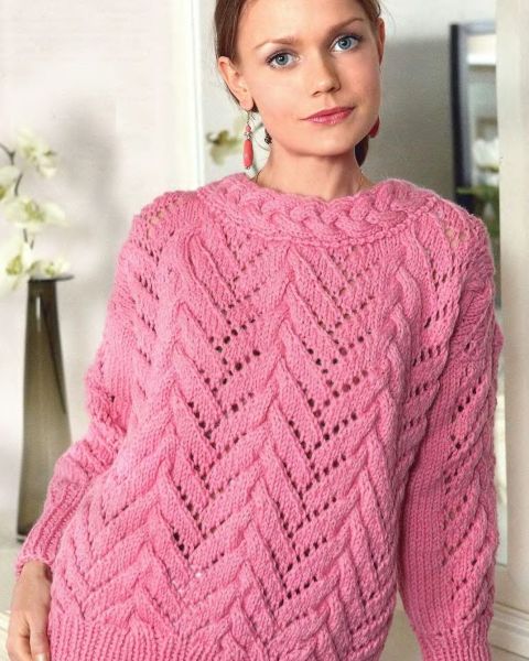 Lace Pullover with Cables