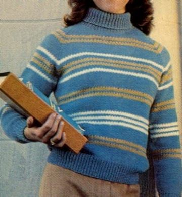 Ladies Striped Turtleneck Pullover