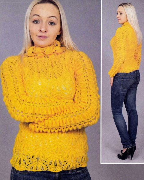 Yellow Pullover in Fancy Pattern