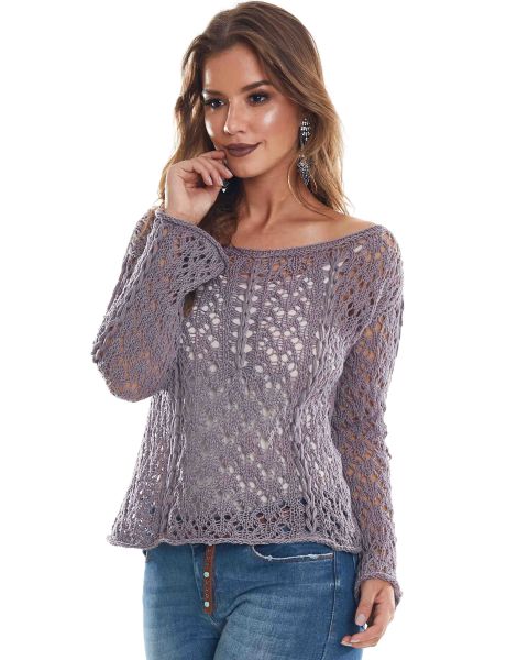 Lace Pullover with Faux Cord Detail