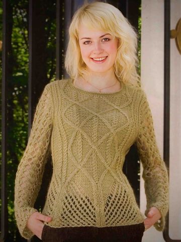 Lace Pullover with Cables
