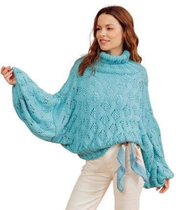 Oversized Lace Pullover Ocean Breeze