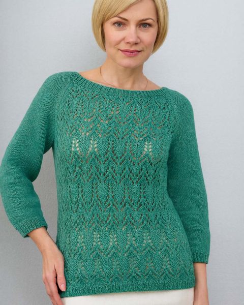 Pullover with Lace Leaves Pattern