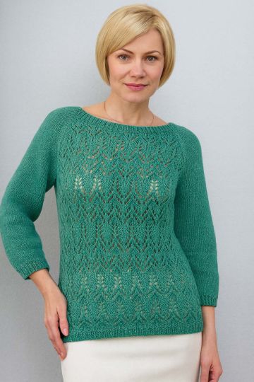 Pullover with Lace Leaves Pattern