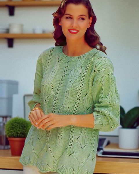 Pullover with Lace Cable Pattern