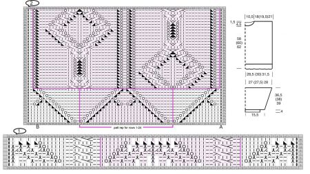 Pullover with Lace Cable Pattern  - Chart