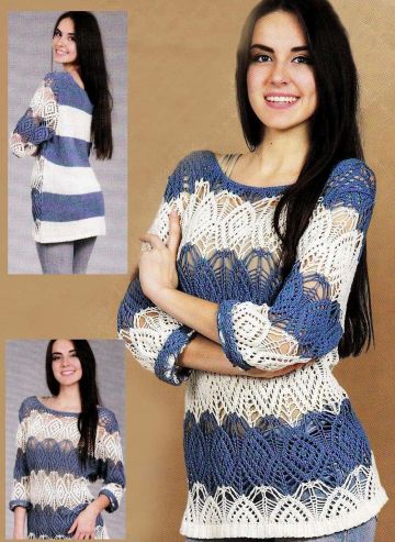 Striped Lace Pullover