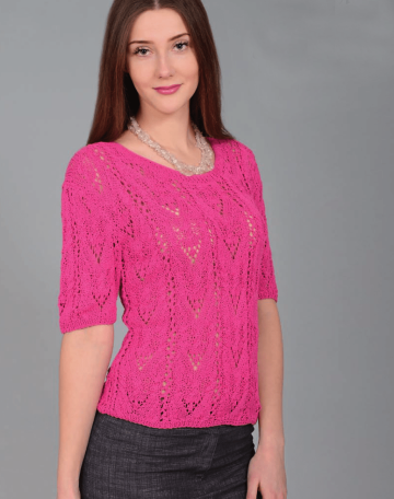 Short Sleeve Pullover in Lace Pattern