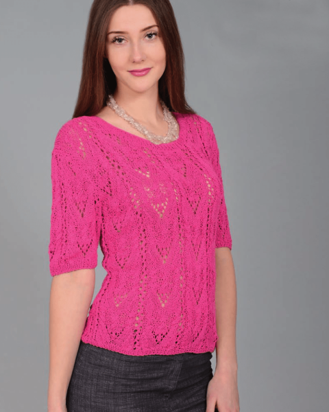 Short Sleeve Pullover in Lace Pattern