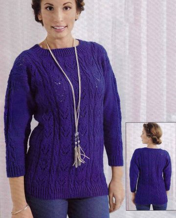 Pullover with Lace and Cable Panel