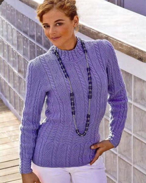 Pullover with Diamond Cable Pattern