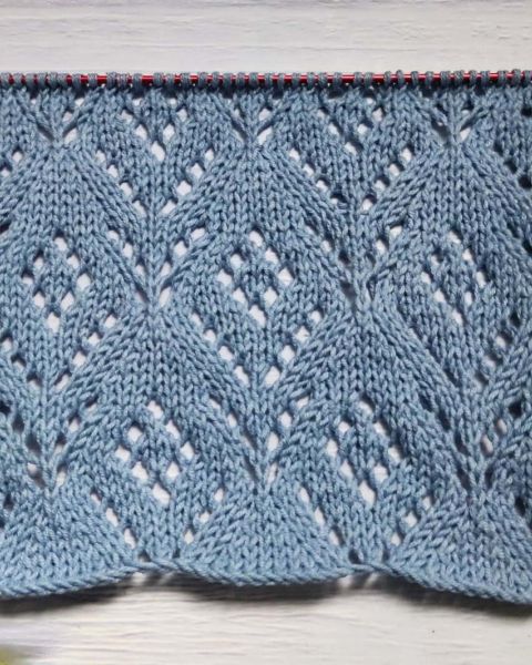 Lace Diamond Stitch Knitting Pattern