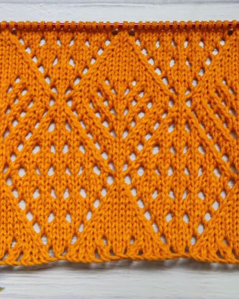 Lace Diamond Stitch Knitting Pattern