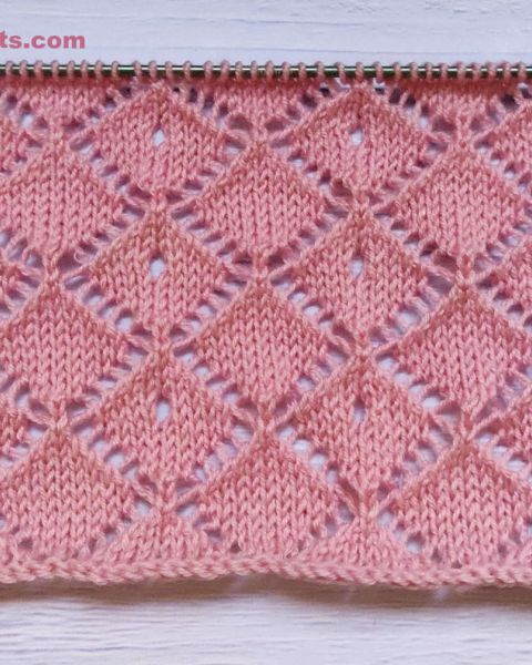 Lace Diamond Stitch Knitting Pattern