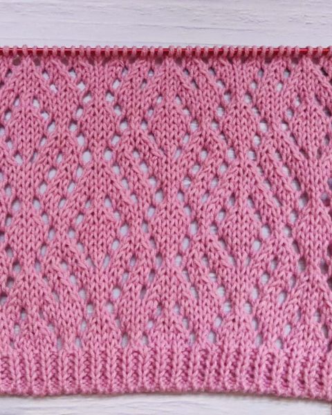 Lace Diamond Stitch Knitting Pattern