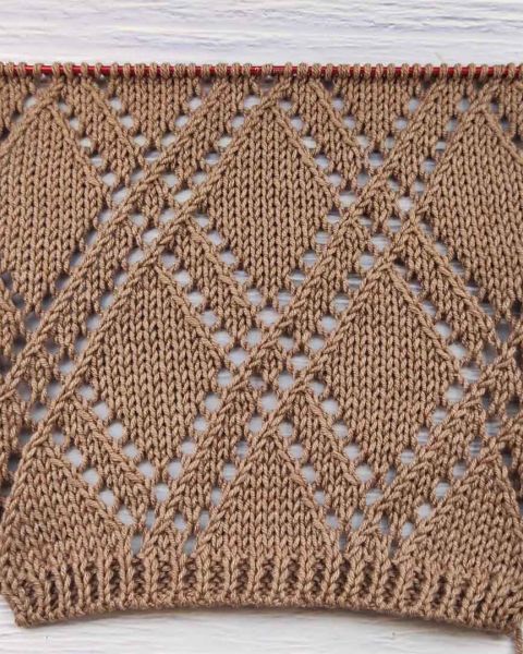 Lace Diamond Stitch Knitting Pattern