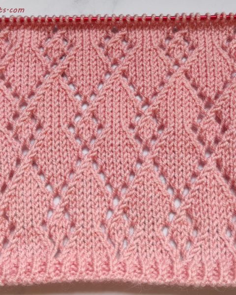Lace Diamond Stitch Knitting Pattern
