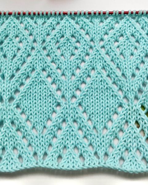 Lace Diamond Stitch Knitting Pattern