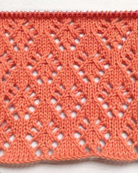 Lace Diamond Stitch Knitting Pattern