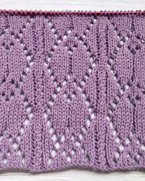 Lace Diamond Stitch Knitting Pattern
