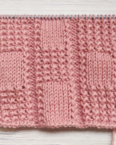 Knot Stitch in Squares Knitting Pattern