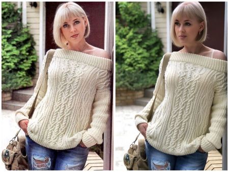 Sweater with Textured Cables