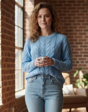 Sweater with Leaf and Cable Patterns