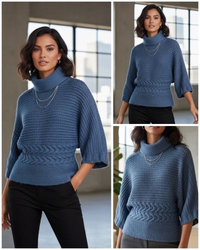 Kimono Sweater with Cable