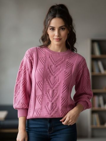 Openwork Sweater with Cables