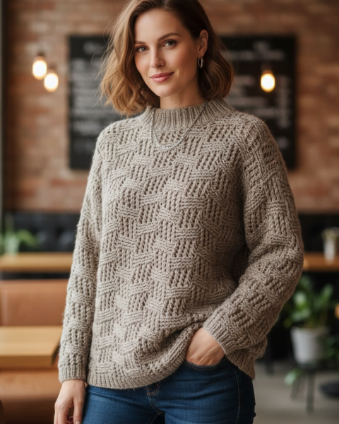 Sweater with Checkerboard Pattern