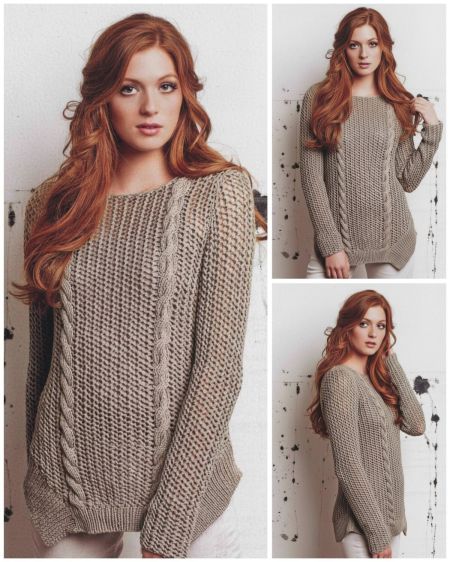 Sweater with an angular hem