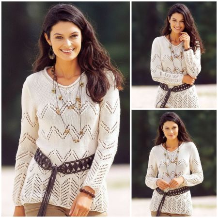 Lace Sweater with Zigzag Pattern