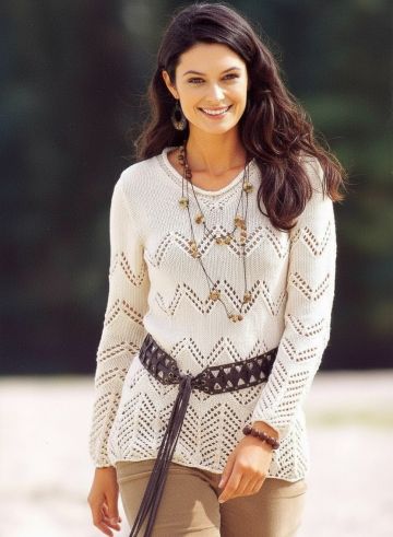 Lace Sweater with Zigzag Pattern