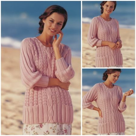 Long Raglan Sweater with Pockets