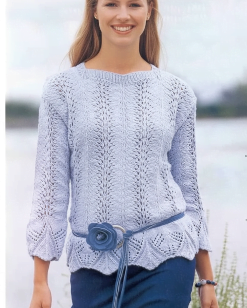 Sweater with Wavy Edging