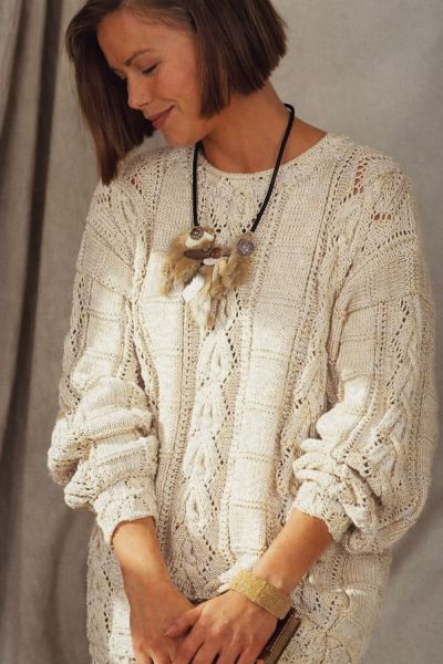 Sweater with Lace and Wave Patterns