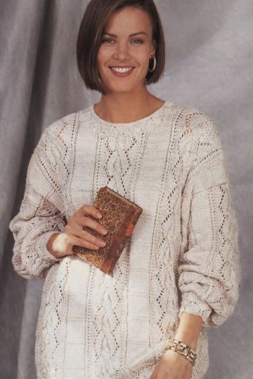 Sweater with Lace and Wave Patterns