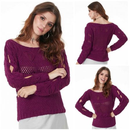 Sweater with Cable and Lace Panel