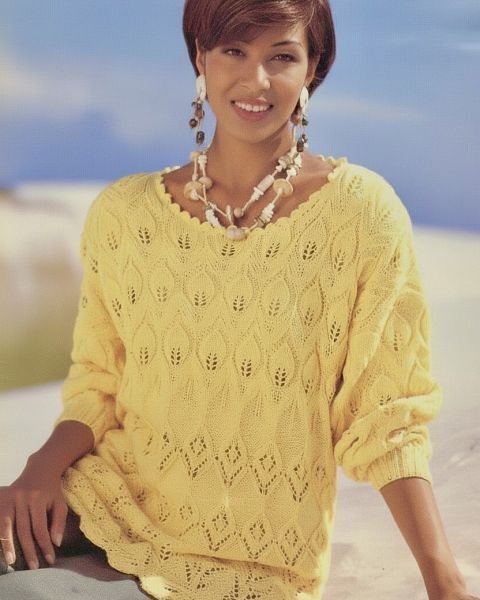 Sweater in Lace Leaf Pattern