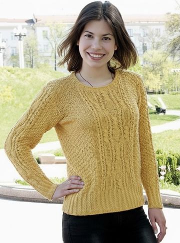 Sweater with Central Cable Panel