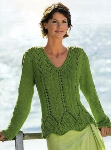Pattern Mix Sweater with V-Neck