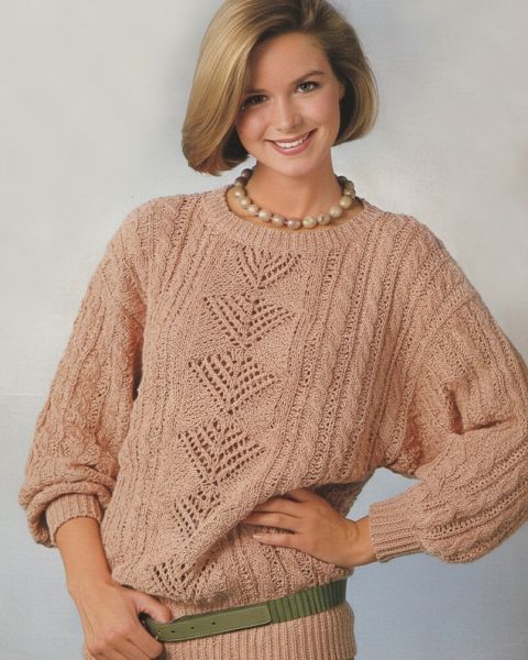 Sweater with Lace and Cable Pattern